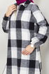 Half Zippered Plaid Tunic 6915S982-M Black - Thumbnail