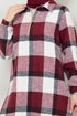 Half Zippered Plaid Tunic 6915S982-M Burgundy - Thumbnail