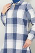 Half Zippered Plaid Tunic 6915S982-M Indigo - Thumbnail