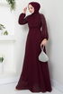 Handles Embroidered Evening dress 6089LPN909-M Damson - Thumbnail