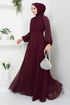 Handles Embroidered Evening dress 6089LPN909-M Damson - Thumbnail