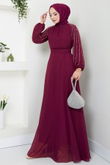 MRV L.P.N. - Handles Embroidered Evening dress 6089LPN909-M Damson