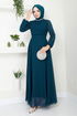 Handles Embroidered Evening dress 6089LPN909-M Oil - Thumbnail