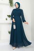 Handles Embroidered Evening dress 6089LPN909-M Oil - Thumbnail