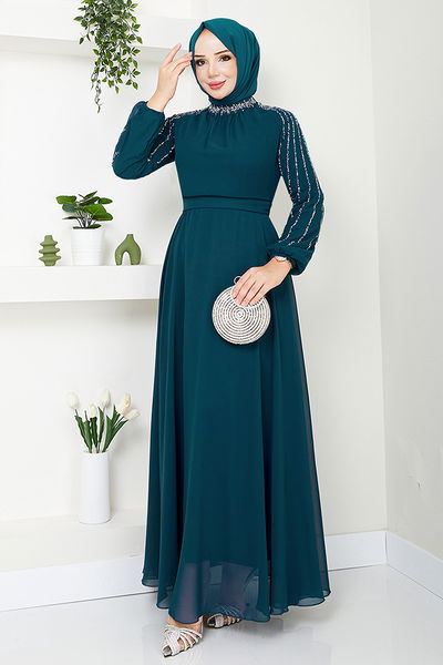 MRV L.P.N. - Handles Embroidered Evening dress 6089LPN909-M Oil