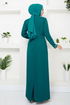 Handles Embroidered Hijab Evening dress 4047KTR927-M Oil - Thumbnail