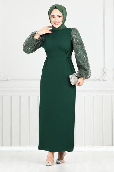 MRV E.N.D. - Handles Sim Detailed Evening dress 5602END900-M Emerald