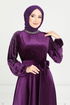 Handles Stony Velvet Evening dress 2014EFY931-M Purple - Thumbnail