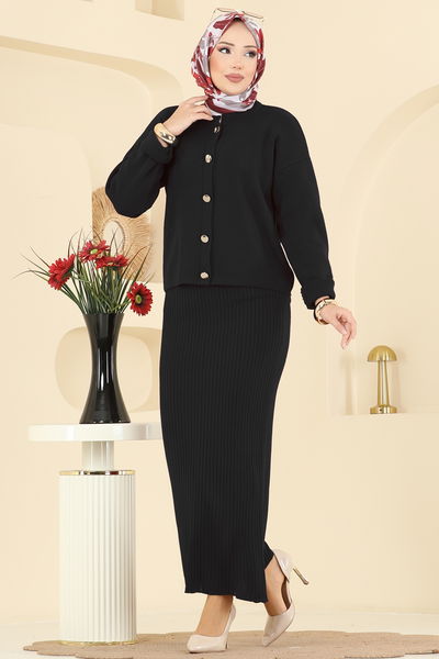 M.T. - Hırkalı Triko Takım 1438MT581-MS Siyah - 417017