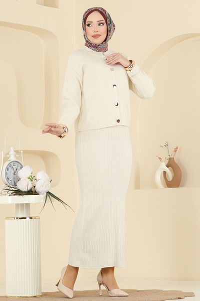 M.T. - Hırkalı Triko Takım 1438MT581-MS Taş - 417024