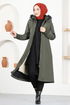 Hooded Coat EMO7023 Khaki - Thumbnail