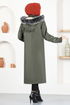 Hooded Coat EMO7023 Khaki - Thumbnail