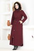 Hooded Coat MSL8057 Burgundy - Thumbnail