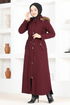 Hooded Coat MSL8057 Burgundy - Thumbnail