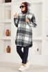 Hooded Knitwear Tunic HDL5150 Anthracite - Thumbnail