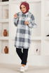 Hooded Knitwear Tunic HDL5150 Grey - Thumbnail