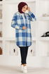 Hooded Knitwear Tunic HDL5150 Indigo - Thumbnail