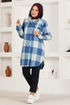 Hooded Knitwear Tunic HDL5150 Indigo - Thumbnail