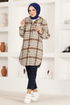 Hooded Knitwear Tunic HDL5150 Mink - Thumbnail