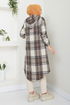 Hooded Plaid Cap 6910S982-M Coffee - Thumbnail