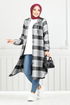 Hooded Plaid Tunic 4000KTR927-M Black - Thumbnail