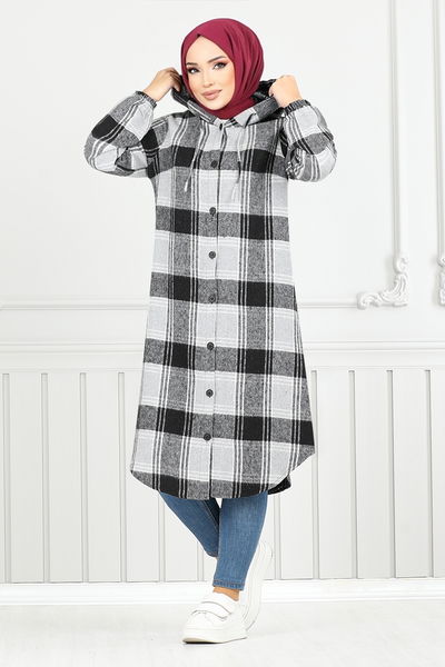 MRV K.T.R. - Hooded Plaid Tunic 4000KTR927-M Black