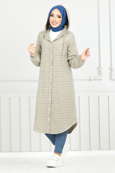 MRV K.T.R. - Hooded Plaid Tunic 4000KTR927-M Nefti Green