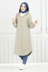 Hooded Plaid Tunic 4000KTR927-M Nefti Green - Thumbnail