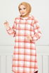 Hooded Plaid Tunic 4000KTR927-M Orange - Thumbnail