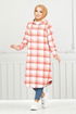 Hooded Plaid Tunic 4000KTR927-M Orange - Thumbnail