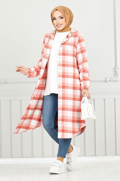 MRV K.T.R. - Hooded Plaid Tunic 4000KTR927-M Orange