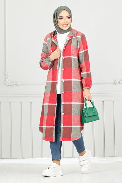 MRV K.T.R. - Hooded Plaid Tunic 4000KTR927-M Red