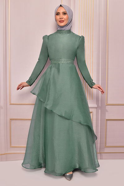 ASM - İnci Detay Abiye Mint ASM2476