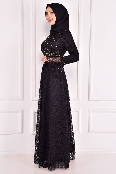 ASM - İnci Detay Abiye Siyah ASM12397