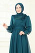 İnci Detay Janjan Abiye 8000AB368-MS Petrol - Thumbnail