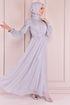 İnci Detay Simli Abiye Gri ASM2475 - Thumbnail