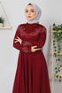 İncili Tesettür Abiye Bordo MİH8922 - Thumbnail