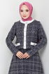 Jacketed Tweed Skirted Team 1140S982-M Anthracite - Thumbnail