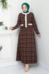 Jacketed Tweed Skirted Team 1140S982-M Coffee - Thumbnail