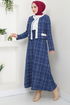 Jacketed Tweed Skirted Team 1140S982-M Indigo - Thumbnail