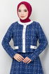 Jacketed Tweed Skirted Team 1140S982-M Indigo - Thumbnail