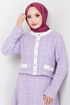 Jacketed Tweed Skirted Team 1140S982-M Lilac - Thumbnail