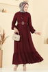 Kaplama Kemerli Elbise 7123BG354-MS Bordo - Thumbnail