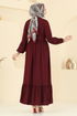 Kaplama Kemerli Elbise 7123BG354-MS Bordo - Thumbnail