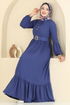 Kaplama Kemerli Elbise 7123BG354-MS İndigo - Thumbnail