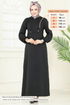 Kapşonlu Elbise 814OZN1046-MS Siyah - Thumbnail