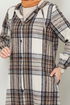 Kapuzenpullover Plaid Kap 6910S982-M Kaffee - Thumbnail