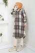 Kapuzenpullover Plaid Kap 6910S982-M Kaffee - Thumbnail