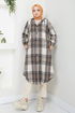 Kapuzenpullover Plaid Kap 6910S982-M Kaffee - Thumbnail