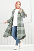 Kapuzenpullover Plaid Tunika 4000KTR927-M Khaki - Thumbnail